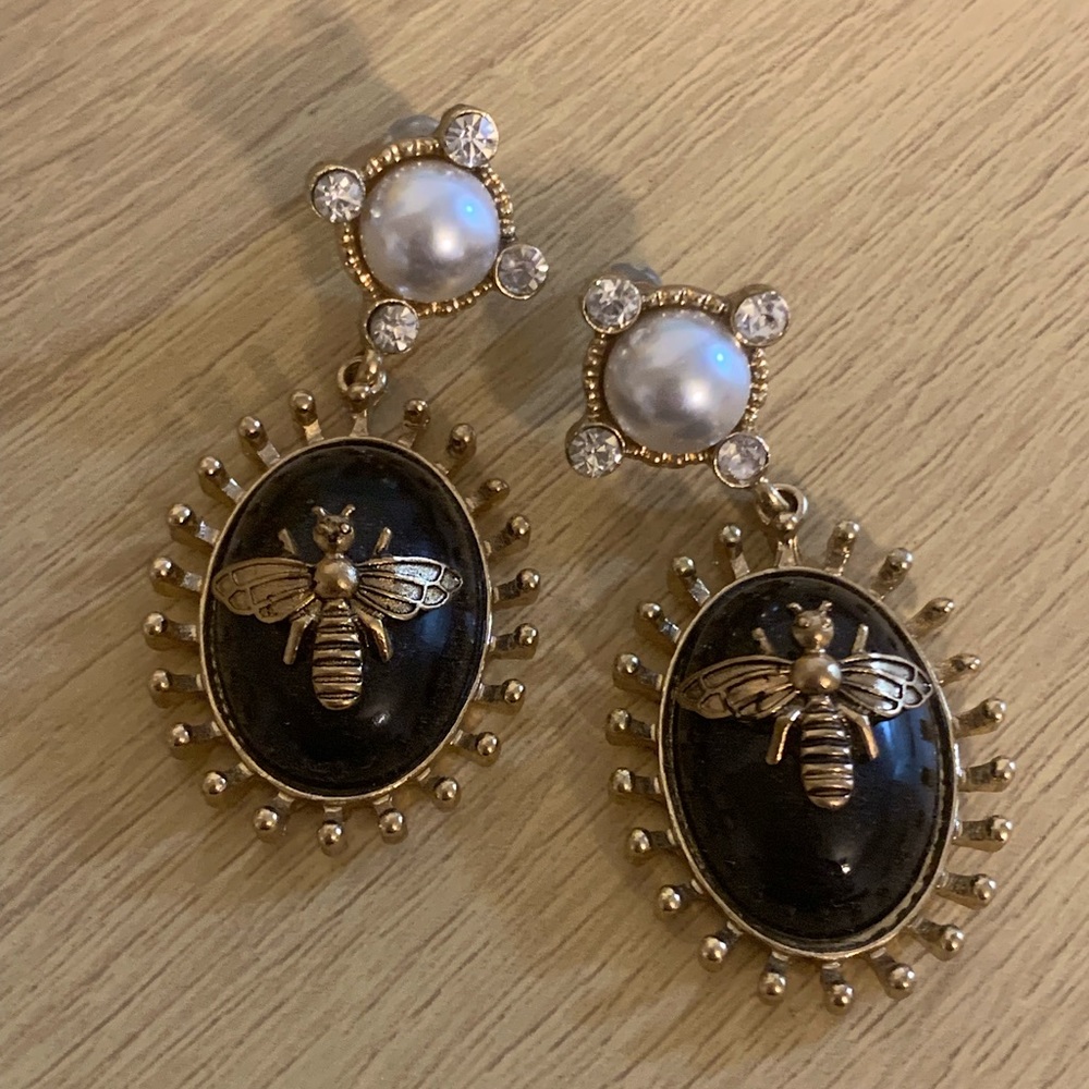 Gold & Black Bee Earrings
